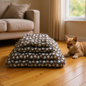 CYM1285 Set Quattro Pezzi in Pile Corallo Imbottito in Cotone per Cani, Cuccia Premium Rettangolare con Motivo Cartoon, Rimovibile e Lavabile - Product Image 3