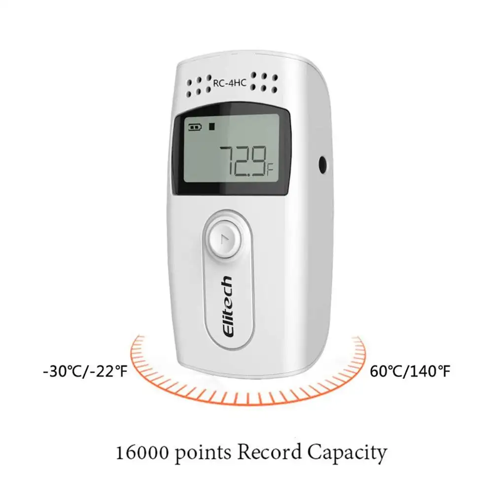 Elitech 16000 Points Record Capacity RC-4HC USB Temperature and Humidity Data Logger