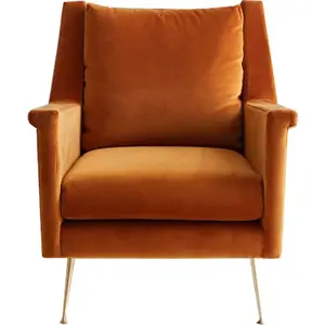 现代风格休息室橙色veet布艺休闲椅客厅家居家具扶手椅