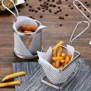 Commercial Stainless Steel wire Fry Basket Taco French Fries Chicken Square Filter Electric Fry Oil Net Leakage Basket