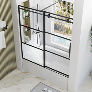Porte de douche coulissante noire personnalisée 60 po x 62 po pour <span class=keywords><strong>baignoire</strong></span> - Product Image 3