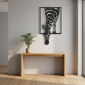 Arte Mural Moderno de Metal con Diseño de Zebra, Decoración Animal Cortada con Láser, Marco Rectangular, Hecho a Mano - Product Image 6