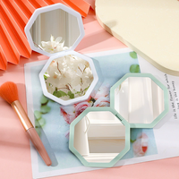Miroir de poche miroir cosmétique pivotant en cuir rond simple