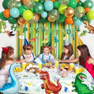 Kit de Guirnalda de Globos de Dinosaurios con Pancarta de Feliz Cumpleaños, Globos de Papel Crepé y Globos de Aluminio de Dinosaurios para Fiesta de Selva o Safari - Product Image 5