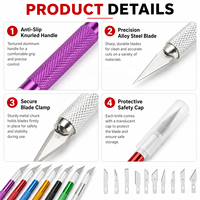 Hot Selling Diy Art Craft Hobby Zes-Blade Exacto Cutter Messenset Aanpasbare Aluminium Gravure Oem Beschikbaar
