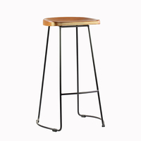 Tabouret de bar haut moderne en bois massif frêne avec mobilier élégant en métal pour usage domestique ou commercial