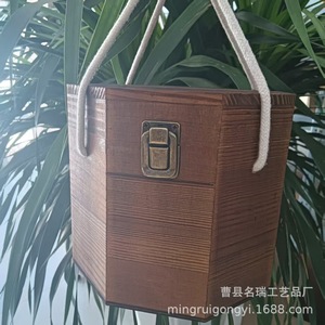 Caja de almacenamiento de madera Mingrui rectangular de 17x17x16cm con asa de cuerda para almacenamiento decorativo - Product Image 1
