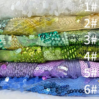 Stock personnalisé de luxe de haute qualité fait à la main perles complètes tissu de dentelle broderie mélange couleur français top vente robe à paillettes
