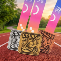 Médaille de course personnalisée en alliage de zinc pour enfants, pour course de jeunes de 2 km, compétition de course pour enfants et événement de course junior