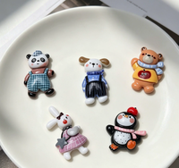 100 pièces de cabochons en résine à dos plat, motifs animaux de dessin animé (ours, lapin, pingouin), faits à la main, accessoires pour Noël, Pâques, scrapbooking et artisanat DIY