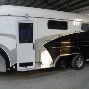 HERUI 3-Angle Horses Load Semi-<b>Trailer</b> with Double Axle Electric Brakes 4T Capacity Deluxe Horse Float Cart & Living Quarter <b>Box</b> - Product Image 3