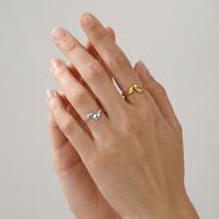 Bague ouverte réglable en alliage de zinc EDGE Fashion, forme irrégulière, or et argent, style sculptural moderne, pour femme