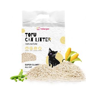 Haisen OEM Premium <b>White</b> Colour Plant Cat <b>Sand</b> Milk Scent 6l Eco Clean 2mm Stripe Shape Dust Free Clumping Tofu Cat Litter - Product Image 1