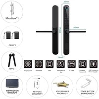 Serrure Intelligente à Empreinte Digitale en Alliage d'Aluminium, Étanche, pour Porte Coulissante de Terrasse Extérieure, Compatible Tuya WIFI, pour Porte en Bois et Porte d'Entrée