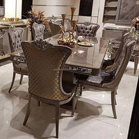 Dadirector Ensemble Table et Chaises de Salle à Manger Carrées en Bois Massif Sculpté, Luxe Européen, 8 Places, Mobilier de Maison et Hôtel, Couleur Personnalisée, Style Antique