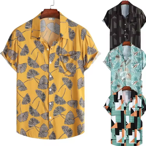 Nuevo verano con botones sin arrugas Casual manga corta bolsillo tela elástica Tropical hombres vacaciones camisa hawaiana camisa de playa - Product Image 1