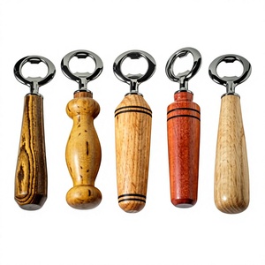 Ouvre-bouteille multifonction en bois, ouvre-bouteille en acier inoxydable avec logo personnalisé, outil de bar portable, cadeau de fête, promotionnel, pour entreprise - Product Image 1