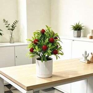 Árbol Frutal Artificial Paulon, Bonsái de 20 cm de Altura, Planta en Maceta de Plástico, Naranja, Cereza, Granada, Decoración para el Hogar - Product Image 3