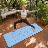 Tapis de yoga antidérapant 8 mm en TPE avec texture et lignes de positionnement bicolores pour studio à domicile