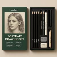 Kit de Dessin de Portrait Premium Personnalisable Professionnel avec Fusains, Crayons Graphite, Gommes et Estompes