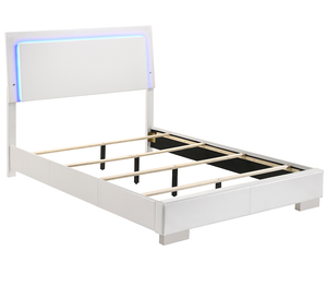 White High Gloss 4-piece Full Wood <b>Convertible</b> Luxury Modern Bedroom Set - Product Image 5