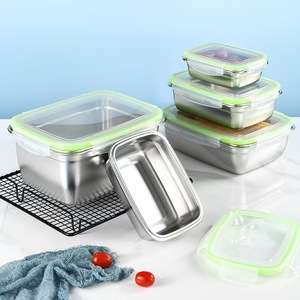 New Fresh-keeping <b>Box</b> Sealed Leak Proof 304 Stainless Steel Lunch Fruit <b>Box</b> with Lid Dumpling <b>Container</b> Refrigerated Storage <b>Box</b> - Product Image 1