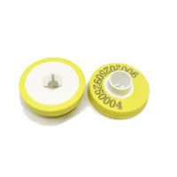 Nouvelles étiquettes de gestion du bétail en forme de drapeau ultra-robustes jaunes 30 mm en TPU avec capteurs NFC RFID et de température/accélération