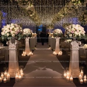 Pedestal de Fibra de Vidrio Clásico de Primera Calidad, Decoración de Lujo para Entrada, Pasillo y Aisle de Boda - Product Image 2