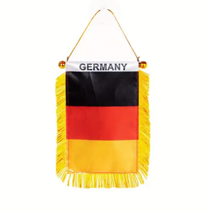 Bandiera dell'<span class=keywords><strong>Algeria</strong></span> da appendere, mini, piccola, per auto, da finestra o specchietto, con ventosa, con frange dorate, bifacciale - Product Image 5