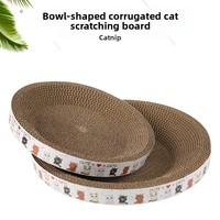 Tempat Tidur Kucing Bulat 2-in-1 dari Karton Bergelombang, Anti-Rontok, untuk Kucing di Dalam Ruangan, Pelindung Furnitur