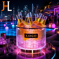Nuovo Secchiello Refrigerante per Champagne e Vino in Acrilico a Strisce Verticali con Bordo Dorato a LED, Espositore per Liquori, Servizio Bottiglie VIP per Nightclub