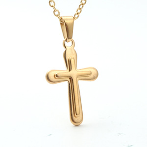 Yunnique – collier avec pendentif croix en alliage de zinc, bijoux unisexes en or à la mode, cadeau - Product Image 1