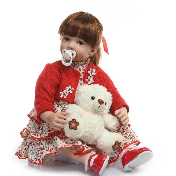 Новые куклы NPK 22 дюйма 60 см, мягкие силиконовые куклы Новорожденные с хлопковым телом, Реалистичная кукла Новорожденные, игрушки для девочек