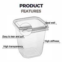 16oz 24oz Wegwerp PET Plastic Verzegelde, Beveiligde, Bestendige Deli Doos met Scharnier, Lunchbox, Meal Prep Box, Voedselverpakking