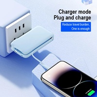 Batterie externe Li-Polymère 10000mAh à charge rapide avec prise murale, affichage numérique, pour utilisation en extérieur, 3 câbles, compatible iPhone sans fil