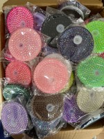Couvercles de bocaux Mason réutilisables multicolores de haute qualité avec strass brillants et trou pour paille, pour gobelets et tasses de 16 oz