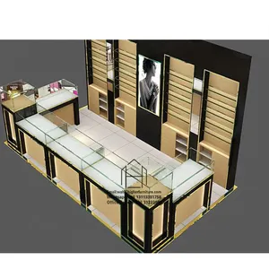 Quiosque de madeira personalizado para lojas de minerais, vitrine de cristal 3D, ideias para quiosque de shopping, joalheria de vidro para lojas de varejo