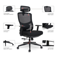 Chaise de bureau pivotante AODA avec support lombaire en maille, appui-tête et accoudoirs, coussin, fabrication sur mesure ODM, Silla De Oficina