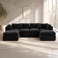 Canapé modulaire sectionnel surdimensionné en U pour salon, avec revêtement en chenille, sans structure, effet nuage, personnalisable en usine