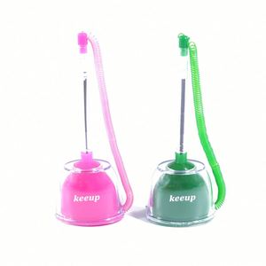 Retractable Fan Creative Ecological Big Ballpoint Pens Advertisement Oem Cheap Plastic Customizable Counter Pens with Stand - Product Image 1
