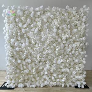 Decoración de Fondo <span class=keywords><strong>para</strong></span> Bodas al Aire Libre E8, Cortina de Pared de Hojas <span class=keywords><strong>Artificiales</strong></span> Verdes, Tela Enrollable 3D con Flores - Product Image 5