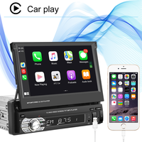 Radio para Auto Podofo con Carplay, Estéreo para Auto con Pantalla Táctil Retráctil de 7 Pulgadas, Autoestéreo con Bluetooth, FM, Entrada Auxiliar, USB, Compatible con Cámara AHD