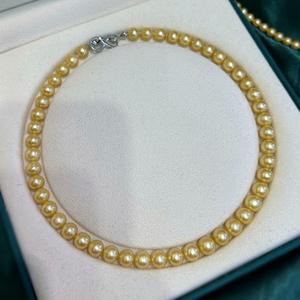 Collier de perles d'eau douce AK en or concentré naturel de haute qualité, double rangée de perles d'or Nanyang, comparable au collier d'eau de mer - Product Image 2