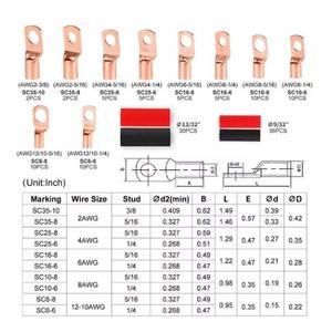 Terminaux de tubes en cuivre pour ingénierie chimique, 130 pièces, type à sertir avec gaine thermorétractable pour connexions de câblage électrique - Product Image 2