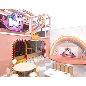 Aire de jeux intérieure commerciale sur le thème de la licorne de cirque, parc d'attractions pour enfants avec toboggan en spirale et piscine à balles - Product Image 5