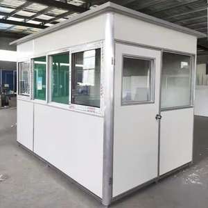 4.92ft X 6.56ft X 7.54ft White Blue Tiny House Prefab Portable Office Security Kiosk Sentry Booth Warehouse Office Building - Product Image 5