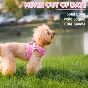 Harness Anjing Kecil Berbahan Jaring Lembut Motif Kotak-kotak, Harness <span class=keywords><strong>Vest</strong></span> Anti Tarik untuk Anjing Betina, Kucing, dan Anak Kucing, Warna Pink - Product Image 3