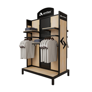 Logotipo personalizado Tienda de ropa al por menor Exhibición de ropa de doble cara Estante de exhibición de ropa de metal Estantes de exhibición de tela para tiendas - Product Image 4