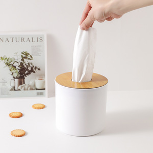 Simple Desktop Tissue Box White With Wood <b>Top</b> Multipurpose Home Office Use - Product Image 4