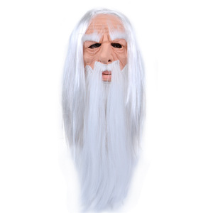 Halloween Máscara de mago de pelo blanco Papá Noel de pelo blanco Barba blanca Abuelo Traje de fiesta de látex Juego de rol Juguete de terror ATERRADOR - Product Image 2